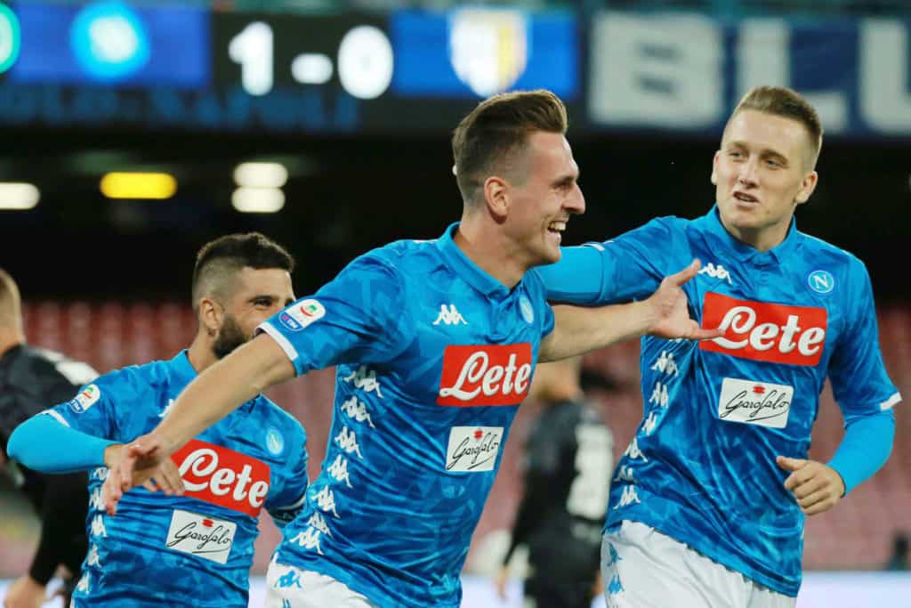 esultanza gol Milik, Napoli