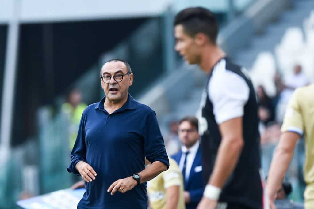 Sarri durante Juventus-Spal