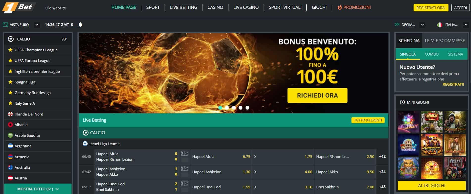 1Bet – Bonus Scommesse e Casinò
