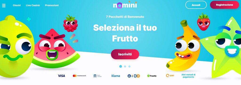 bonus benvenuto Nomini Casino
