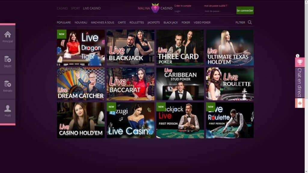 malina casino live