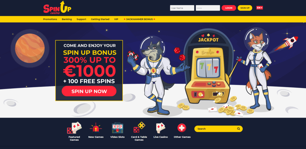 Bonus benvenuto SpinUp Casino
