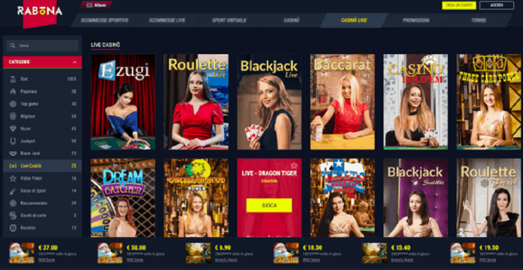 Rabona Casino live