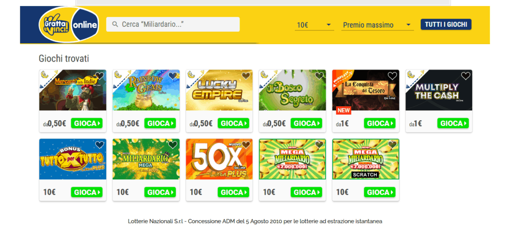 Gratta e Vinci Online