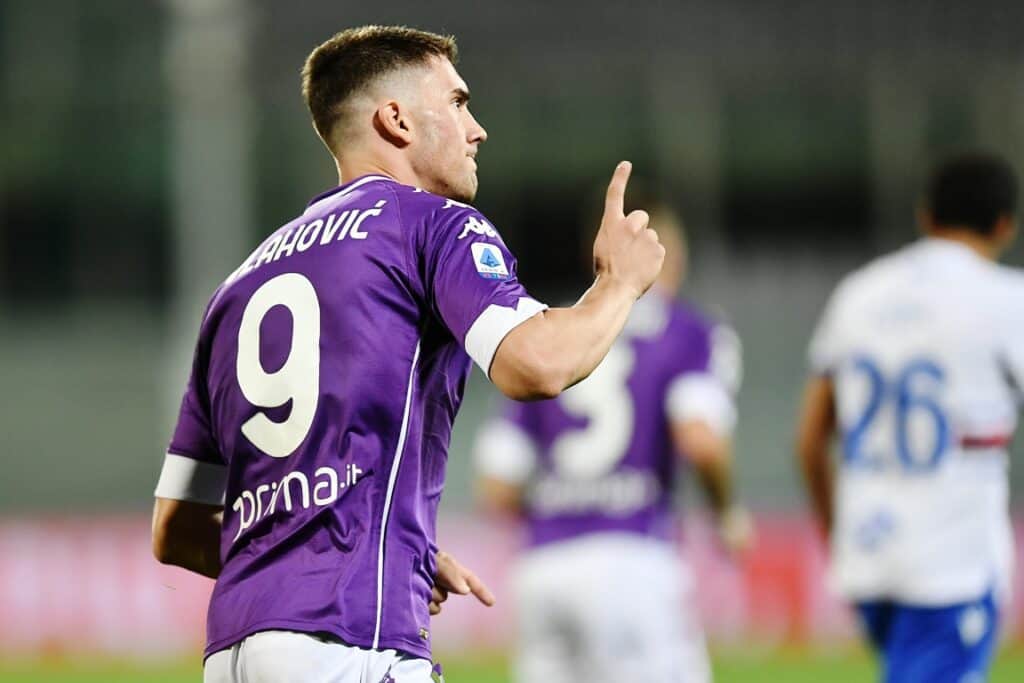 esultanza gol Vlahovic, Fiorentina-Sampdoria