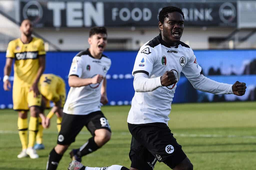 esultanza gol Gyasi, Spezia-Verona