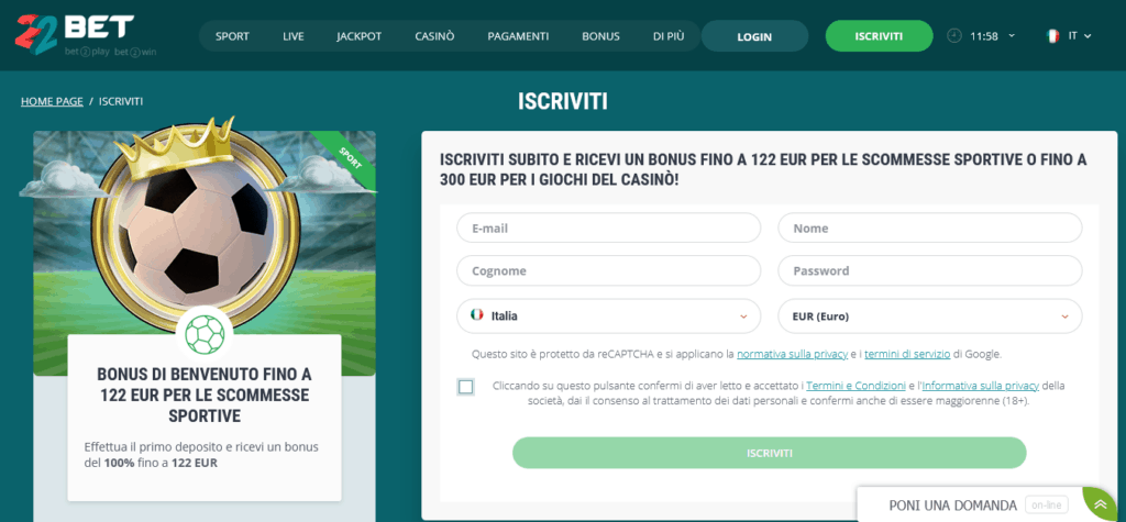 Bonus Benvenuto 2025 Siti Scommesse Non Aams