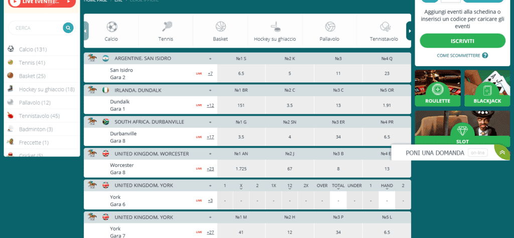 Scommesse Ippica 22bet