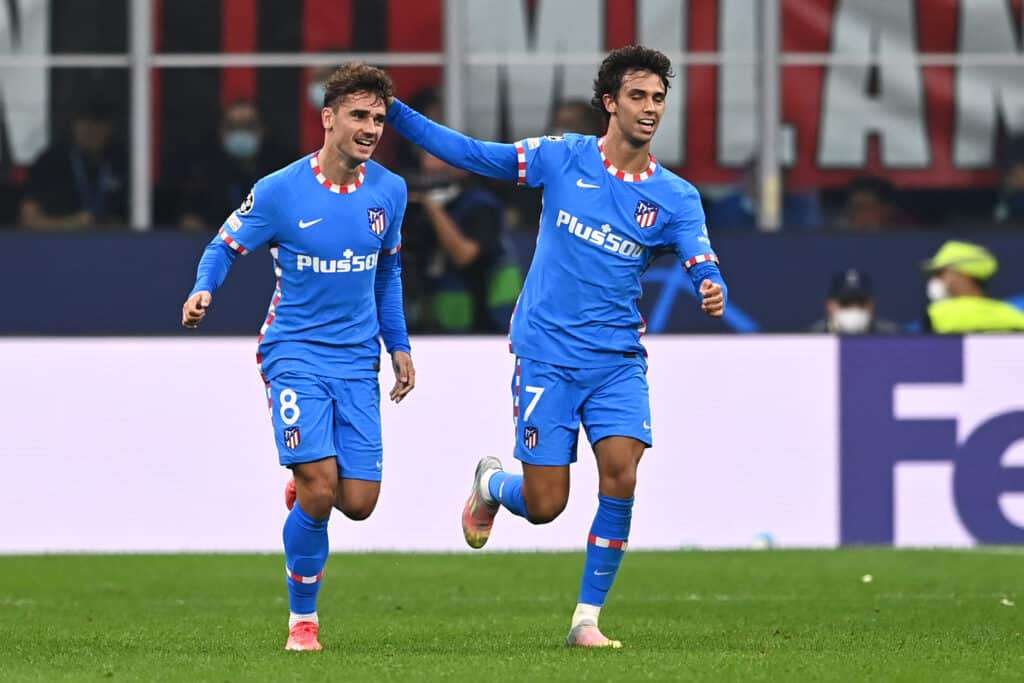 esultanza gol Griezmann e Joao Felix, Atletico Madrid