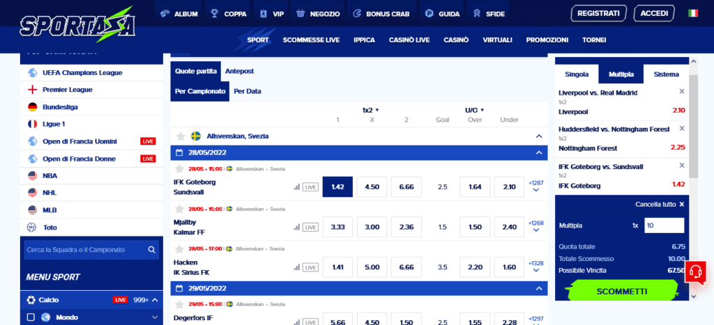 Simulatore Schedina Sportaza Scommesse