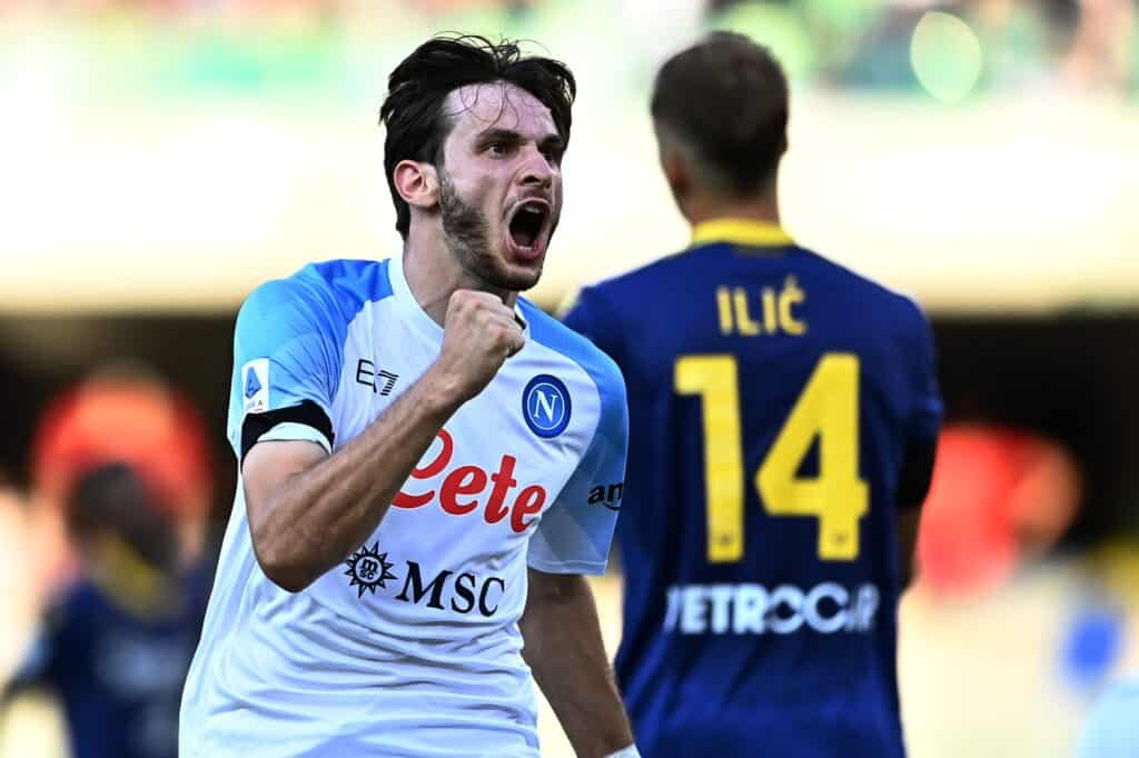 esultanza gol Kvaratskhelia, Verona-Napoli