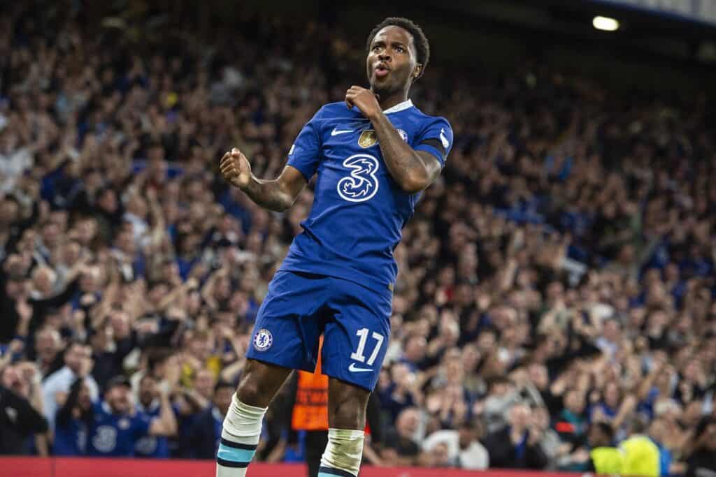 Esultanza Sterling, attaccante Chelsea