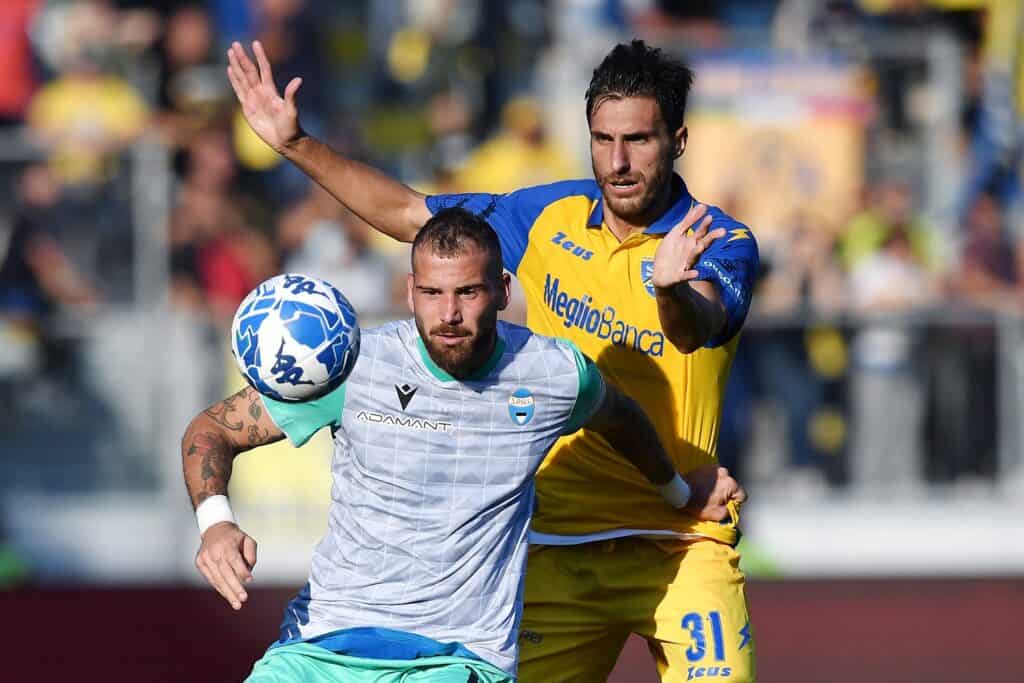 La Mantia e Sampirisi durante Frosinone-Spal