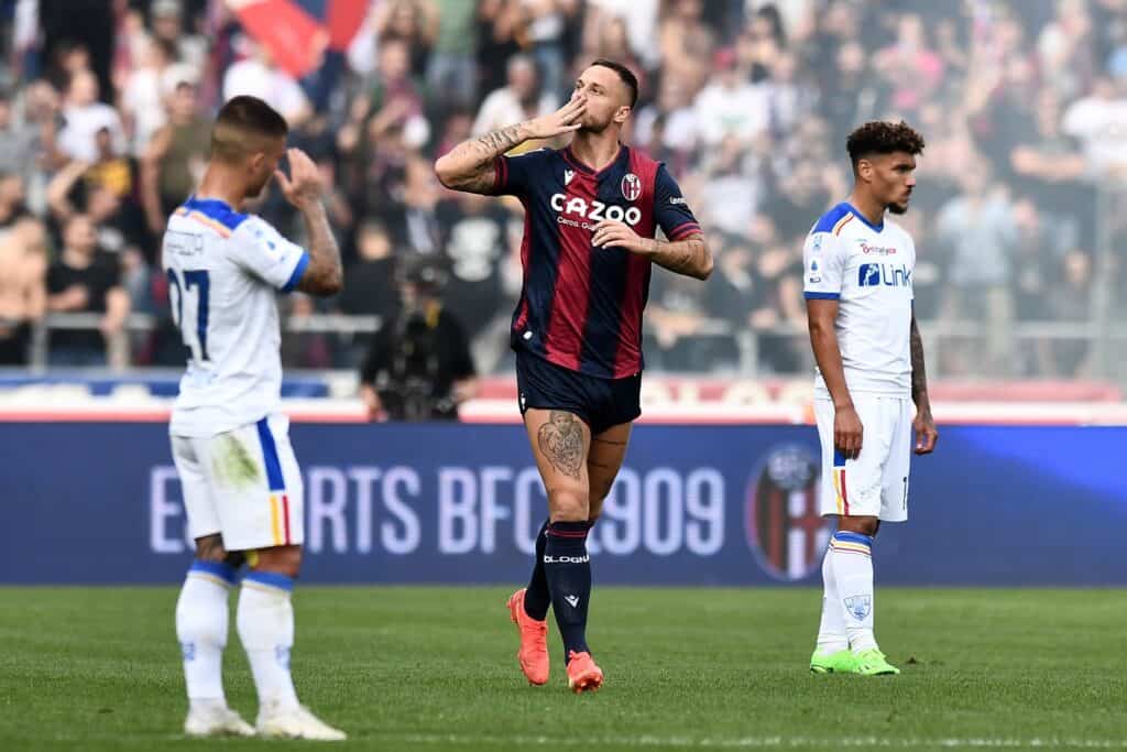 esultanza gol Arnautovic, Bologna-Lecce