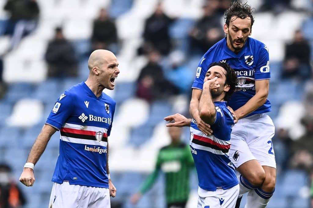Esultanza gol Augello, Sassuolo-Sampdoria