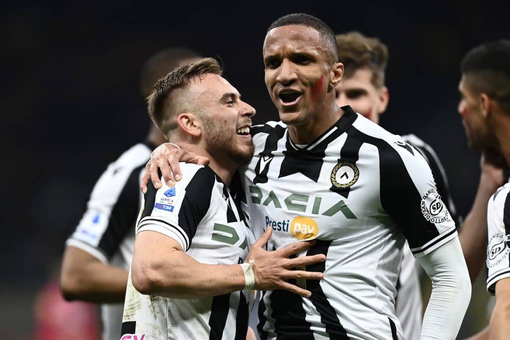 Esultanza gol Lovric e Becao, Udinese
