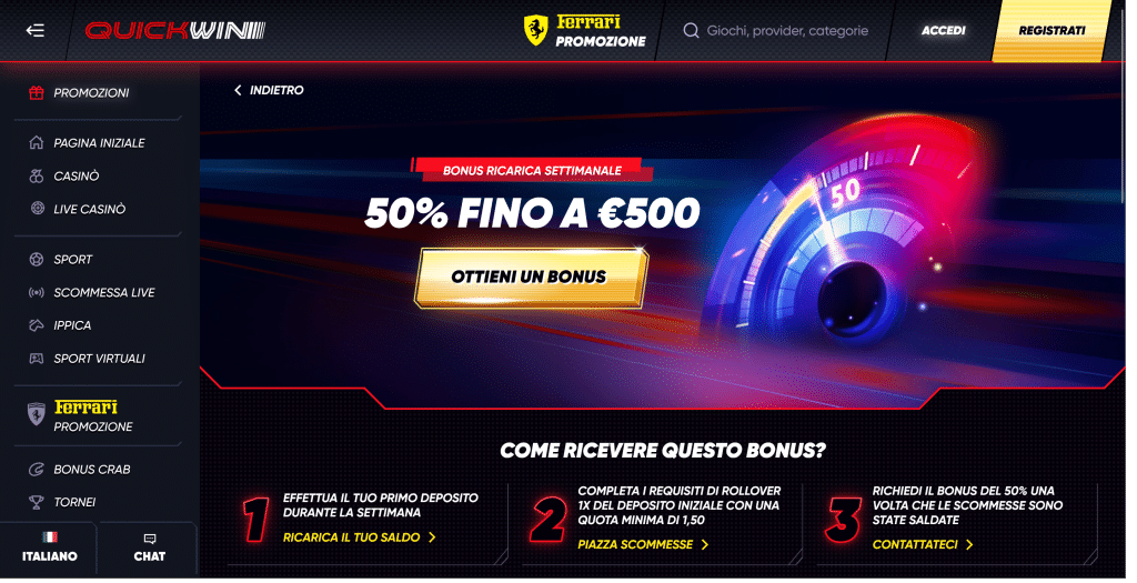 Bonus ricarica settimanale - QuickWin