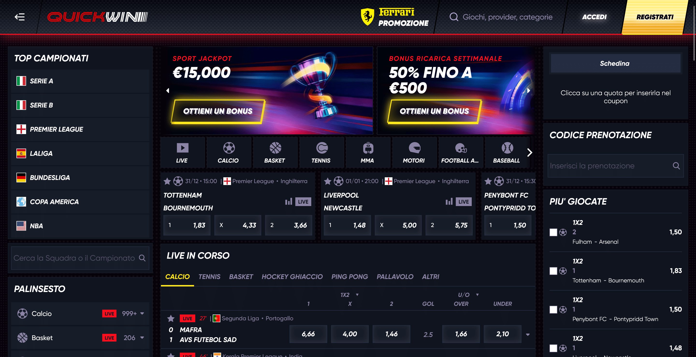 Recensione QuickWin Bookmaker: bonus e promozioni