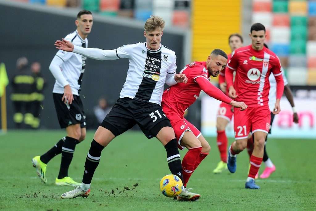 Kristensen e D'Ambrosio durante Udinese-Monza