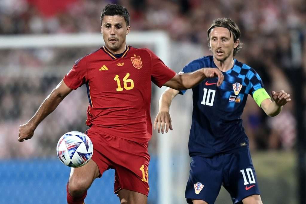 Rodri e Modric durante Spagna-Croazia