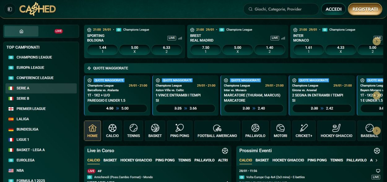 Cashed la recensione completa e i bonus offerti da questo bookmaker NON AAMS