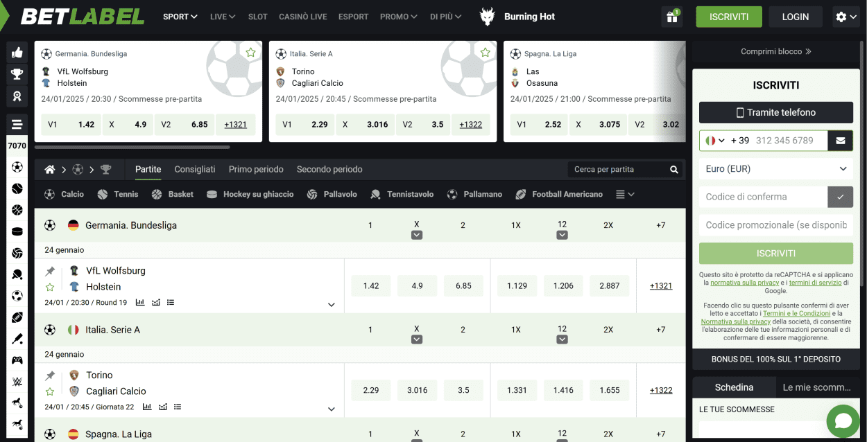 Betlabel scommesse non AAMS