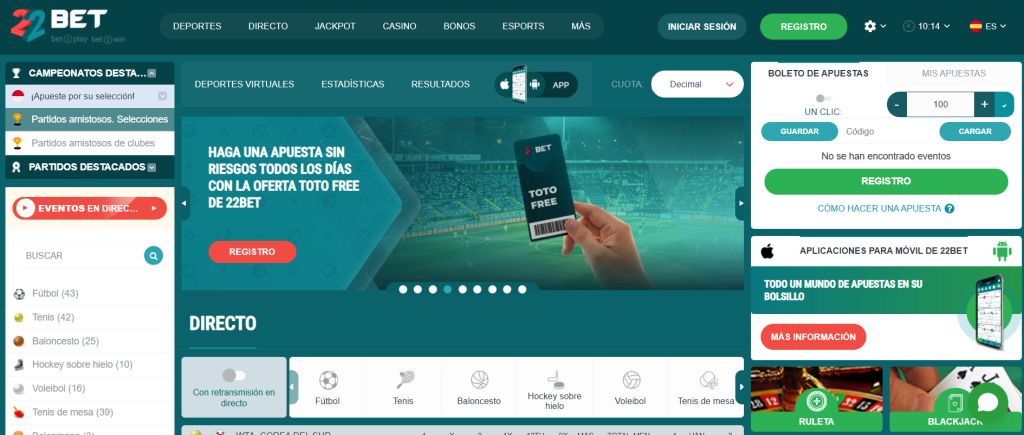 22bet Casas de Apuestas en Argentina 2026