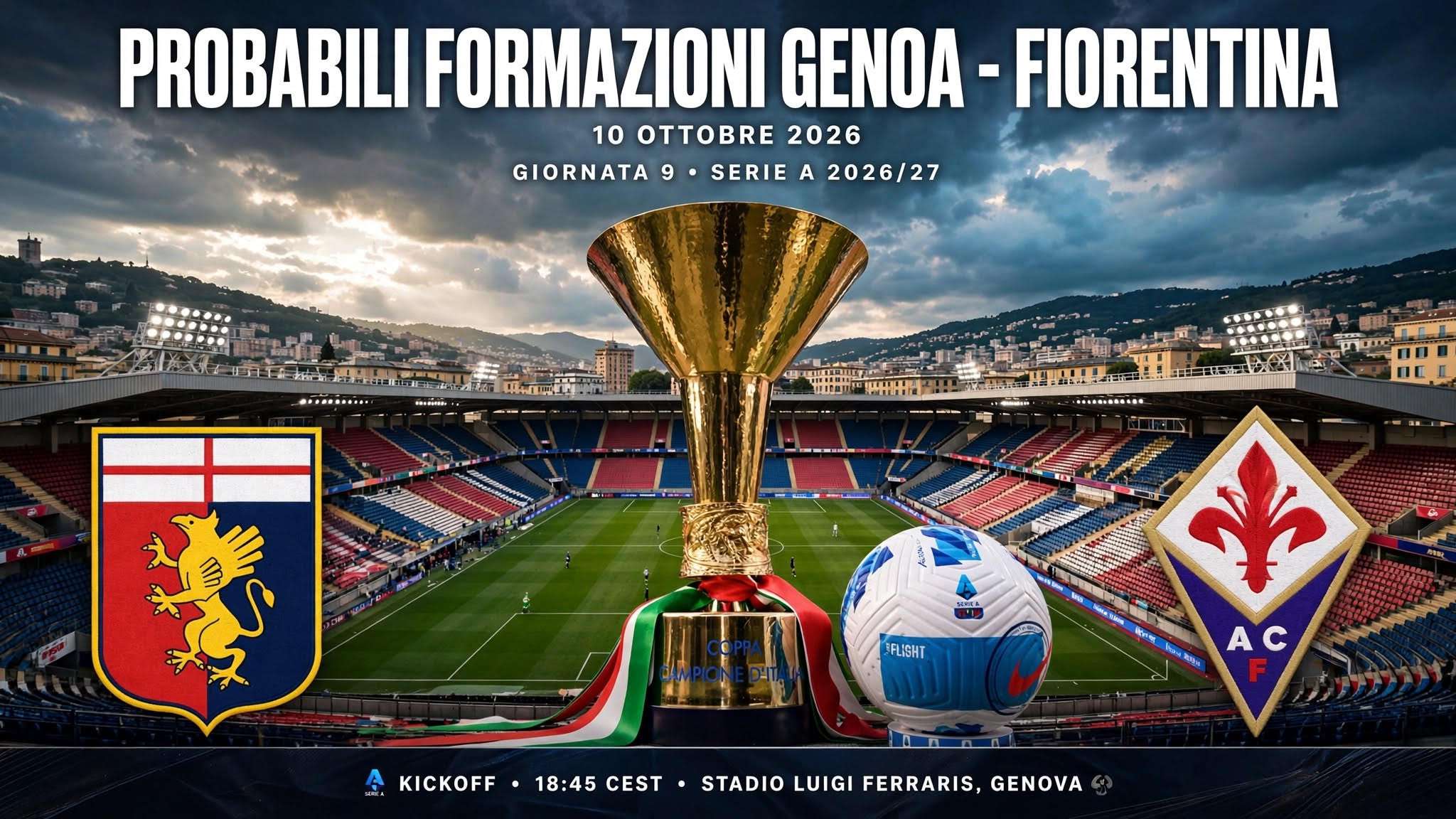 Probabili formazioni e pronostico Genoa-Fiorentina | 10 Ottobre 2026
